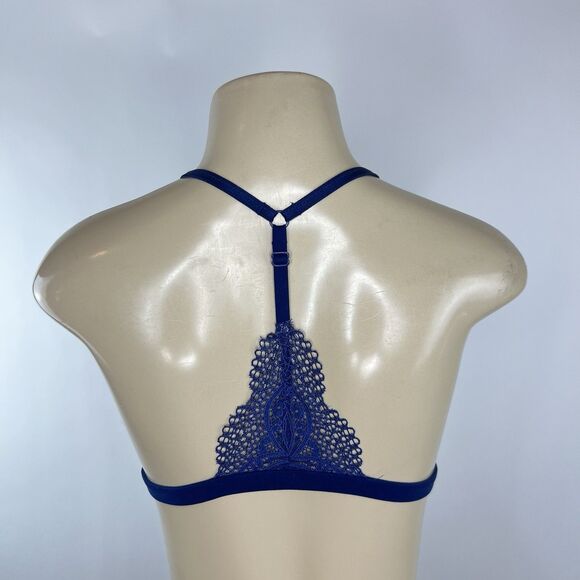 Victoria's Secret Front Close Lace Bralette Bra Size L Blue Body By Victoria - Picture 10 of 14